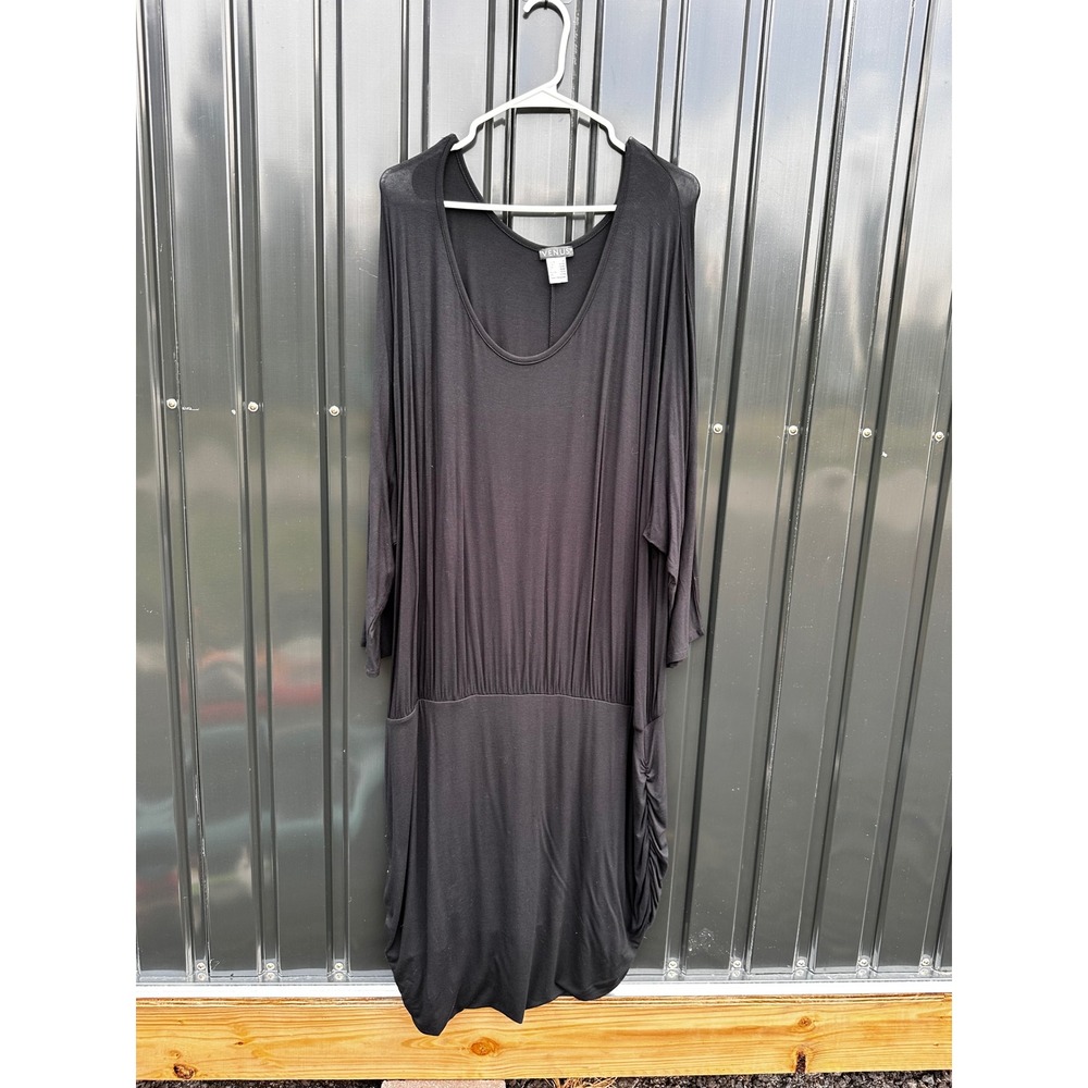 Venus Womens Black Dolman Sleeve Ruched Jersey Knit Dress 3X Plus Size